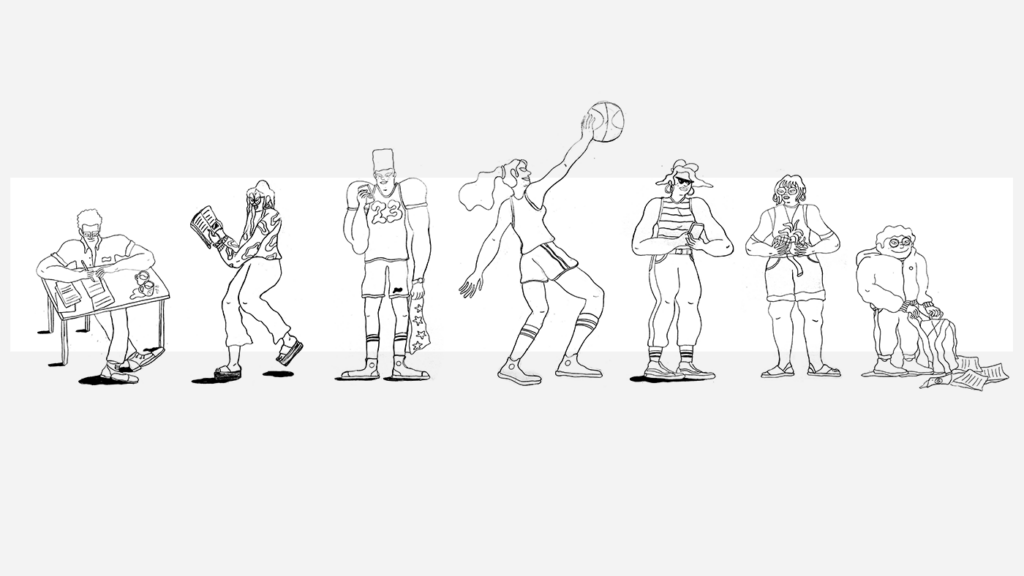 sketch of character lineup