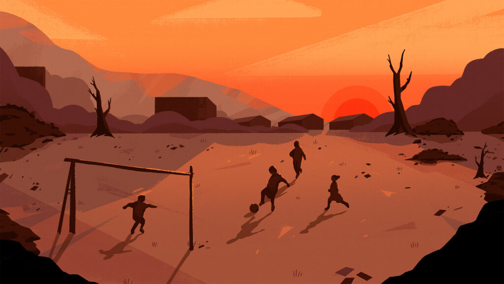 In 90 Days illustration of kids playing football